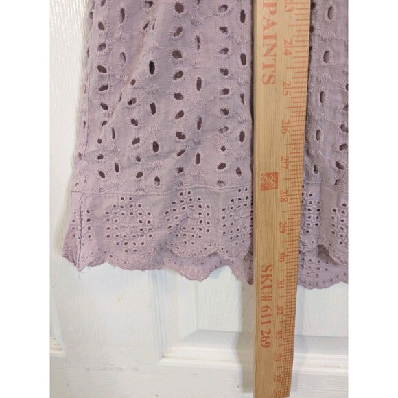 Pink Eyelet Babydoll Romper Dress Cottagecore Boho V-Neck Flutter Sleeve Medium - Picture 8 of 9